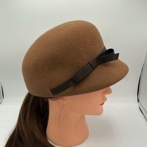 Nine West Classic Brown Felt Bow Accent Wool Women's Hat